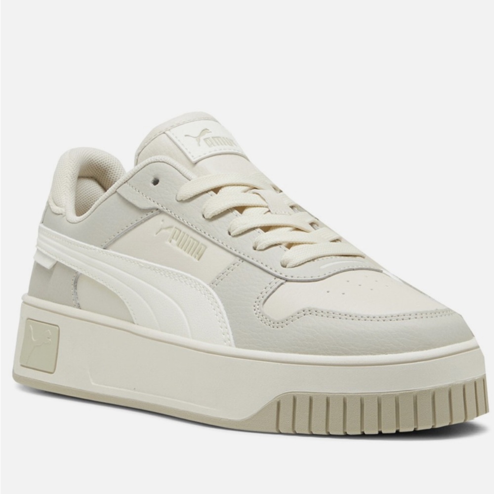 PUMA Carina Street Animal Fever Lace Up Womens Off White Sneakers Casual Shoes